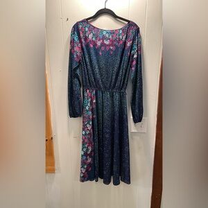 Navy Floral Long Sleeve Dress - Size 6
